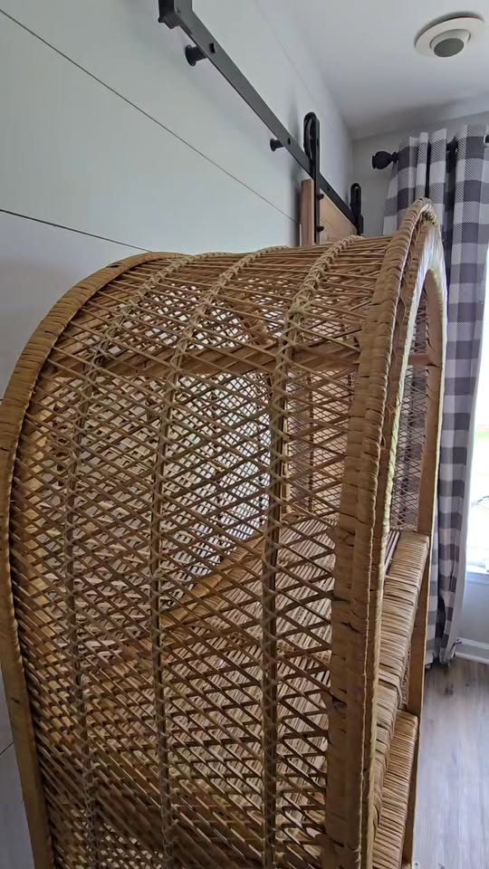 Vintage arched rattan/wicker shelf
