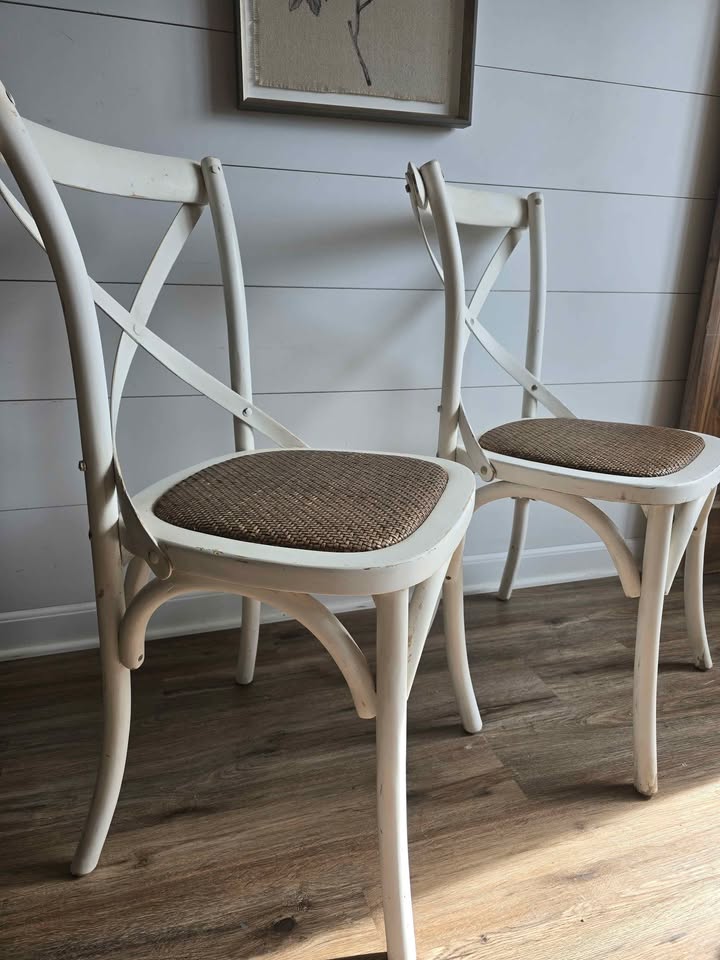 Pair of French Country Cross Back Chairs