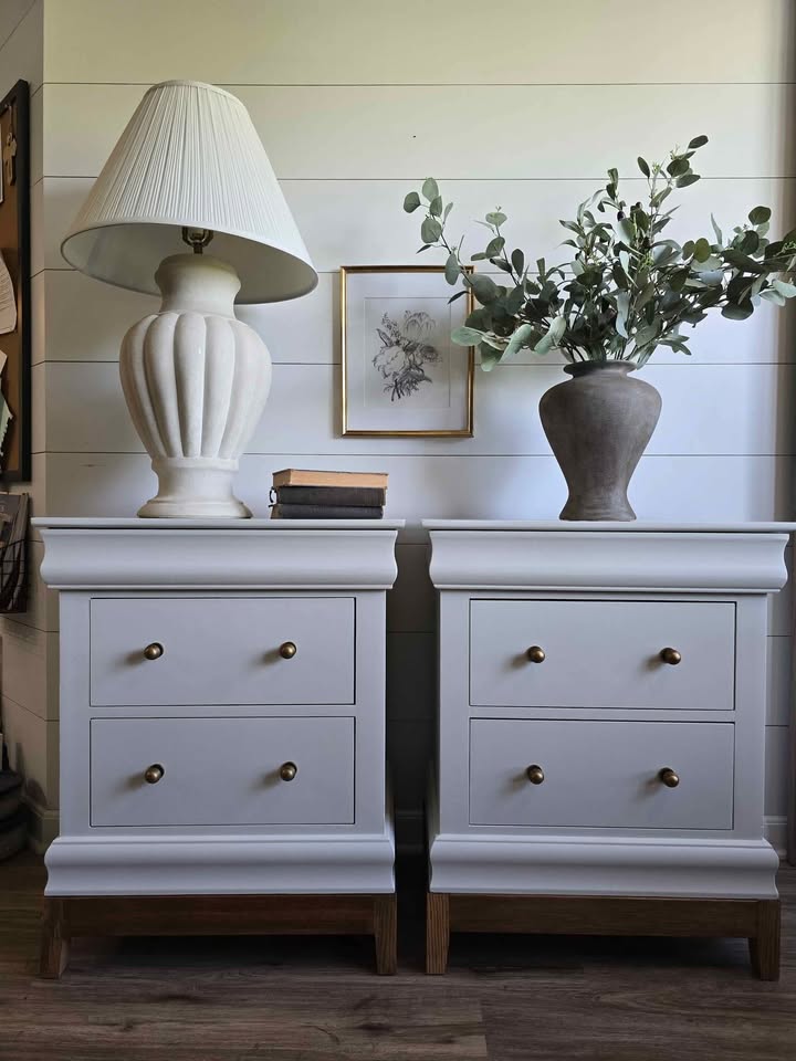 Pair of Modern Nightstands with Built-In Charging