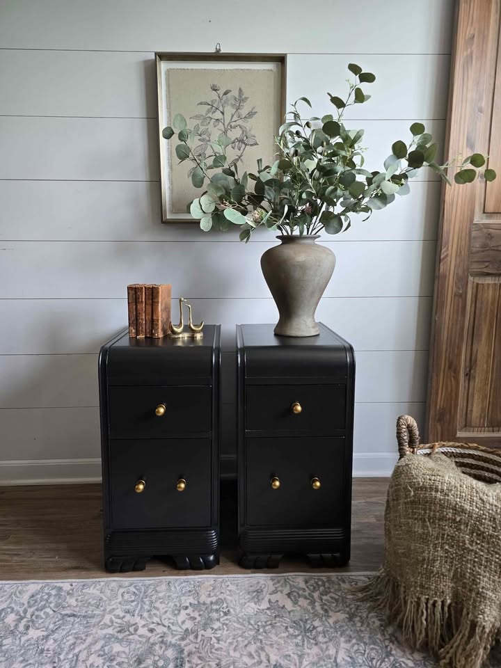 Vintage Art Deco Waterfall Nightstands